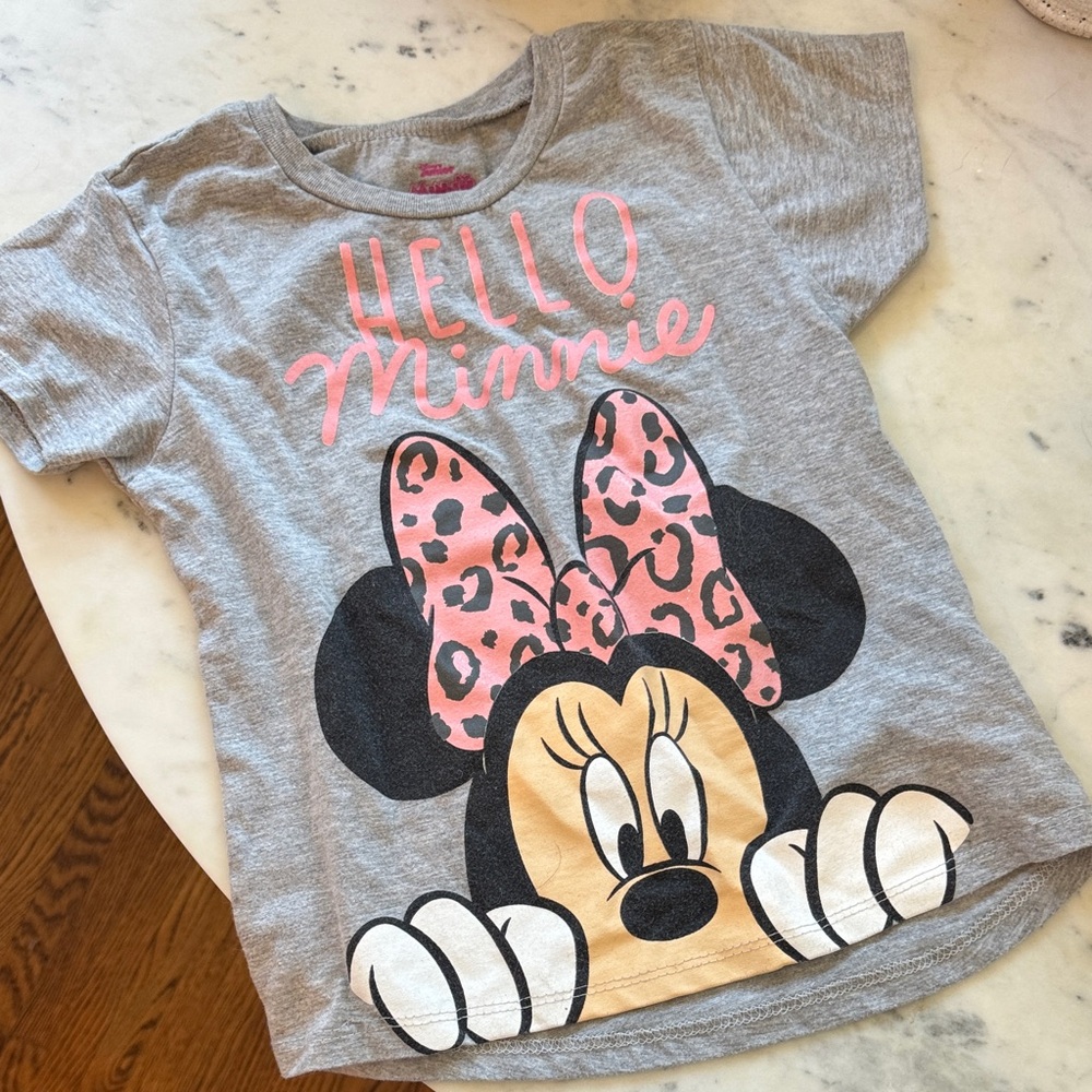 Gray Minnie Mouse T-Shirt with Pink Accents